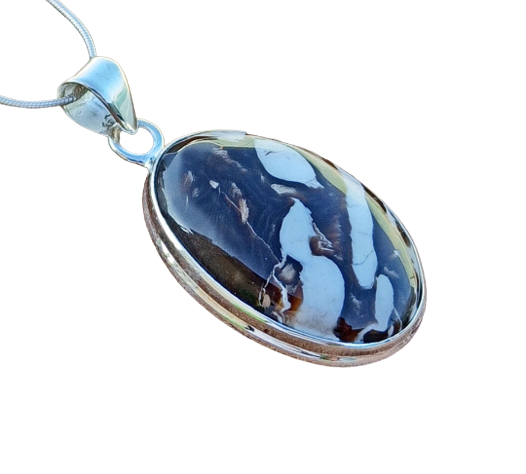 Peanut Wood Jasper Gemstone Silver Pendant, 925 Sterling Sliver Jewelry, Oval Shape Handmade Pendant, Sterling, 31x19x6mm Approx.