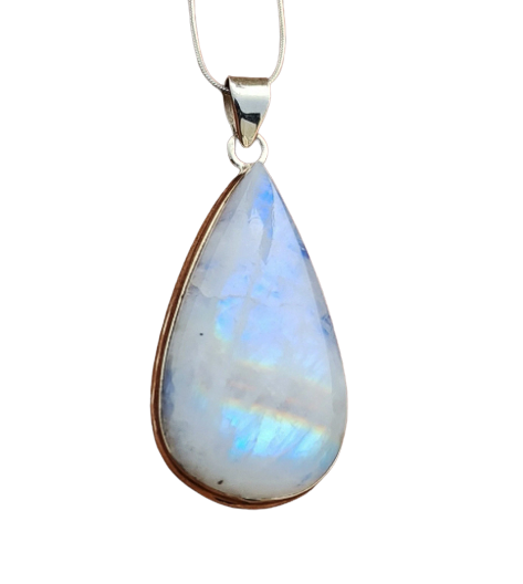 Rainbow Moonstone Silver Pendant, Pear Shape Silver Pendant, 925 Sterling Silver Gemstone Pendant, Fashion Jewelry, 37x19x8mm