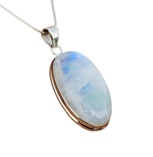 Natural Rainbow Moonstone Gemstone Silver Pendant, 925 Sterling Silver Gemstone Pendant, Pear Shape Silver Pendant, 35x18x8mm