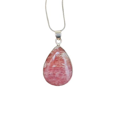 Rhodochrosit-Charm-Anhänger aus massivem 925er-Sterlingsilber, Rhodochrosit-Statement-Anhänger, birnenförmiger Silberanhänger, 36 x 22 x 6 mm von PEDRAJEWELS