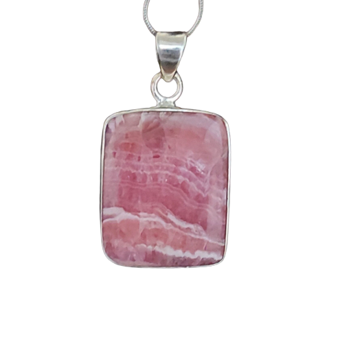 Rhodochrosite Gemstone Sterling Silver Charm Pendant, 92.5 Silver Jewelry Pendant, Rhodochrosite Statement Pendant, Cushion Shape Silver Pendant, 30x20x5mm By PEDRAJEWELS