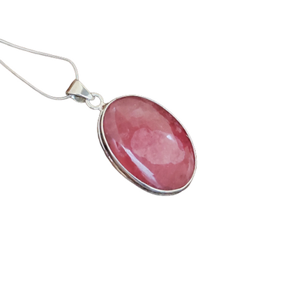 Rhodochrosite Gemstone Sterling Silver Charm Pendant, 92.5 Silver Jewelry Pendant, Rhodochrosite Statement Pendant, 36x23x6mm