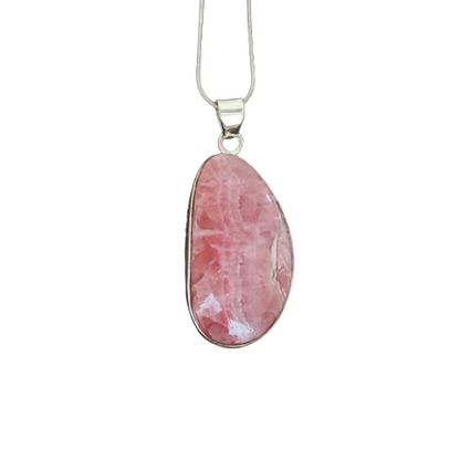 Rhodochrosite Solid 925 Sterling Silver Charm Pendant Rhodochrosite Statement Pendant, 39x19x6mm