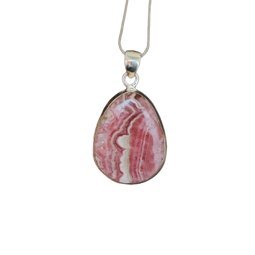 Rhodochrosite Solid 925 Sterling Silver Charm Pendant Rhodochrosite Statement Pendant, Egg Shape Silver Pendant, 35x22x6mm