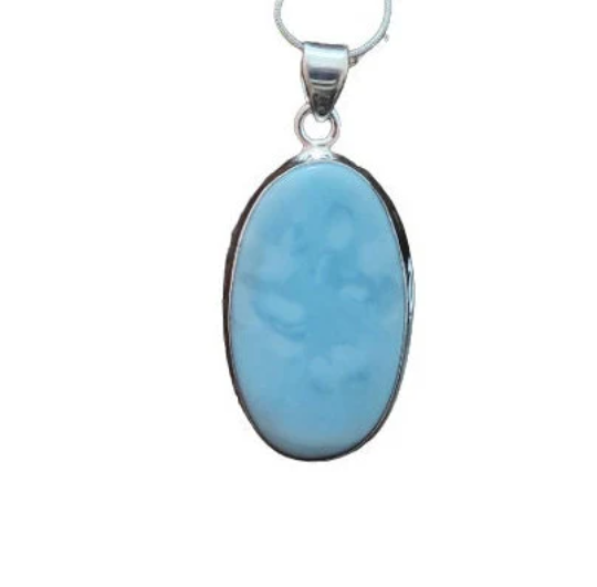 925 Sterling Silber Anhänger / Blauer Opal Edelstein Anhänger / 92,5 Statement Silber Anhänger / Ovaler Silberanhänger / 33Ct