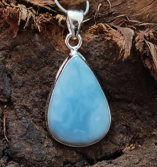 Blauer Opal, massiver 925er-Sterlingsilber-Charm-Anhänger, blauer Opal-Statement-Anhänger, 34 x 19 x 6 mm, ca.