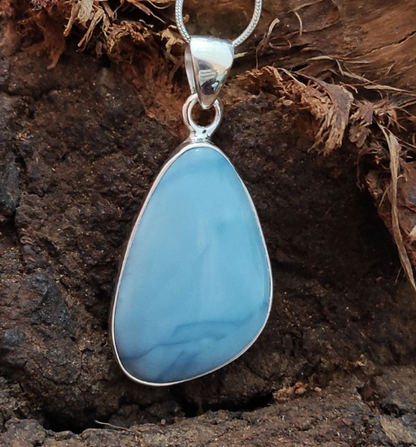 Fabulous Blue Opal Silver Pendant Gemstone