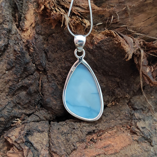 Fabulous Blue Opal Silver Pendant Gemstone