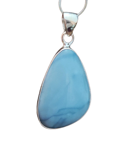 Attractive Blue Opal Pendant Sterling Silver Gemstone Jewelry