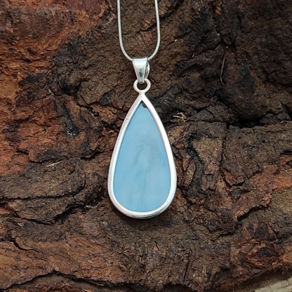 Blauer Opal 925 Sterling Silber Anhänger / Erstklassiger blauer Opal Cabochon Edelstein Anhänger / 925 Sterling Silber Anhänger / 32Ct