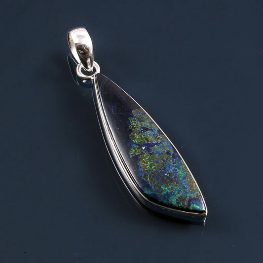 Azurite Malachite Silver Pendant 925 Sterling Silver