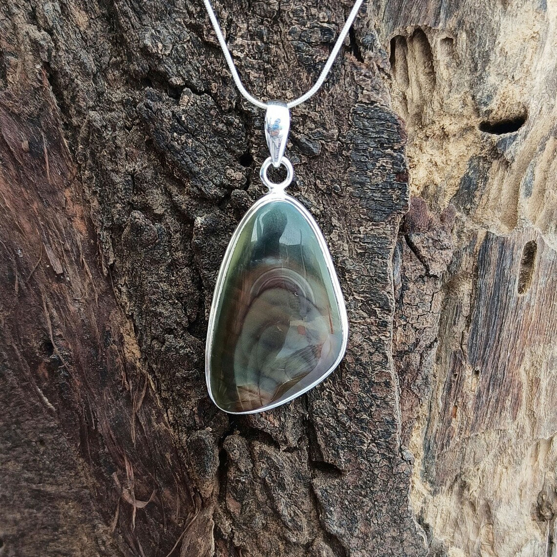 Imperial Jasper Silver Jewelry Pendant, 925 Sterling Silver Fancy Shape Pendant, Long Bride Pendant, 40x14x4mm