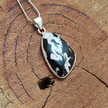 Peanut Wood Jasper Gemstone Silver Pendant, 925 Sterling Sliver Jewelry, Fancy Shape Handmade Pendant, Sterling, 34x18x6mm Approx.