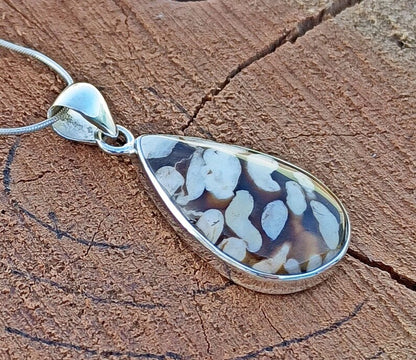 Peanut Wood Jasper Gemstone Silver Pendant, 925 Sterling Sliver Jewelry, Pear Shape Handmade Pendant, Sterling, 33x17x6mm Approx.