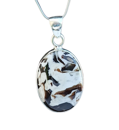 Peanut Wood Jasper Gemstone Silver Pendant, 925 Sterling Sliver Jewelry, Oval Shape Handmade Pendant, Sterling, 29x17x7 mm Approx.