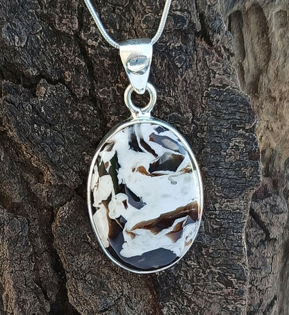 Peanut Wood Jasper Gemstone Silver Pendant, 925 Sterling Sliver Jewelry, Oval Shape Handmade Pendant, Sterling, 29x17x7 mm Approx.