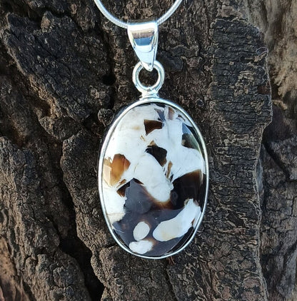 Peanut Wood Jasper Gemstone Silver Pendant, 925 Sterling Silver Jewelry, Oval Shape Handmade Pendant, Sterling, 31x17x7mm Approx.