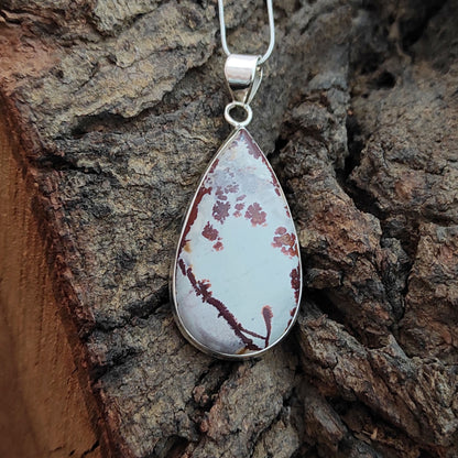 Sonora Dendrite Gemstone Silver Pendant, 92.5 Sterling Silver Jewelry Pendant, 44x22x7mm