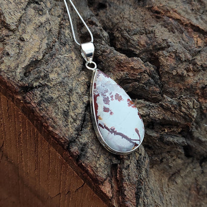 Sonora Dendrite Gemstone Silver Pendant, 92.5 Sterling Silver Jewelry Pendant, 44x22x7mm