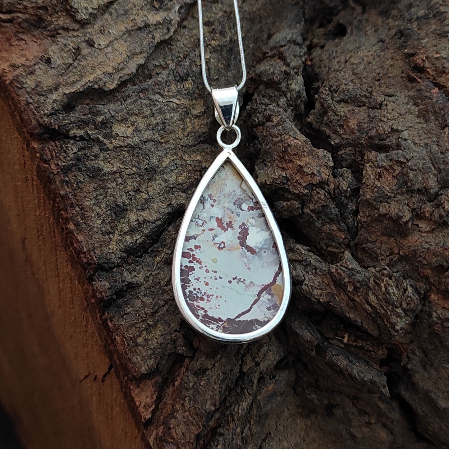 Sonora Dendrite Gemstone Silver Pendant, 92.5 Sterling Silver Jewelry Pendant, 44x22x7mm