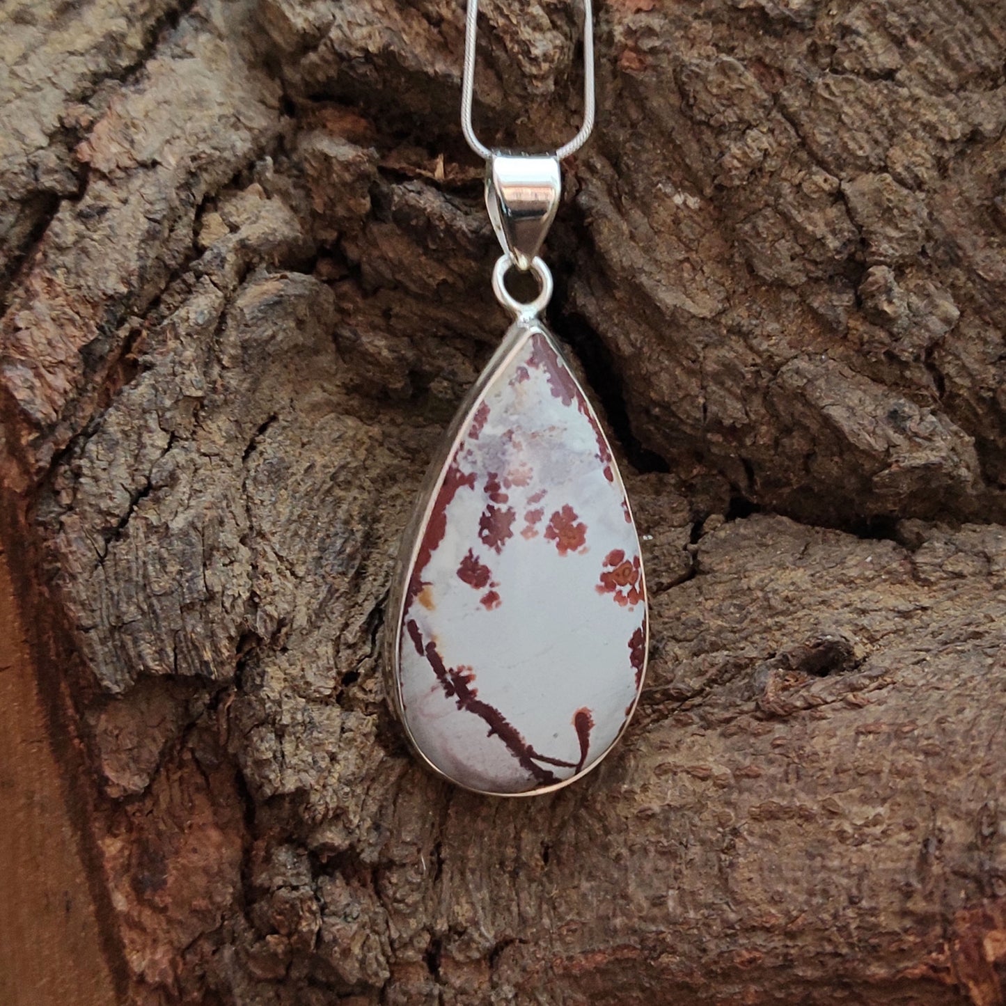 Sonora Dendrite Gemstone Silver Pendant, 92.5 Sterling Silver Jewelry Pendant, 44x22x7mm