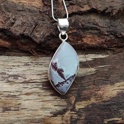 Natural Sonora Dendrite Pendant Amazing Sonora Dendrite Necklace Gemstone Solid 925 Sterling Silver Charm Pendant, 34x15x6mm Approx.