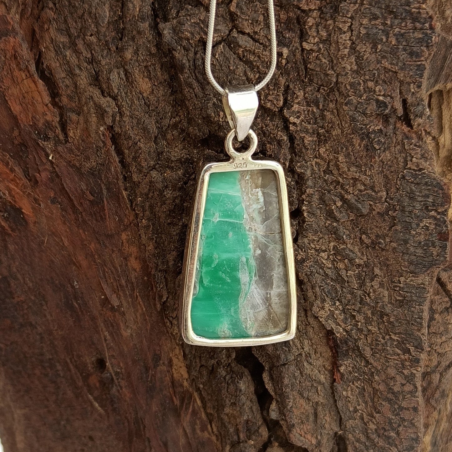 Utah Variscite Gemstone Pendant, 92.5 Sterling Silver Pendant, Freeform Pendant, 36x19x6mm